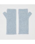 Mitaines 100% Cachemire poignets en côtes Mindy icy blue
