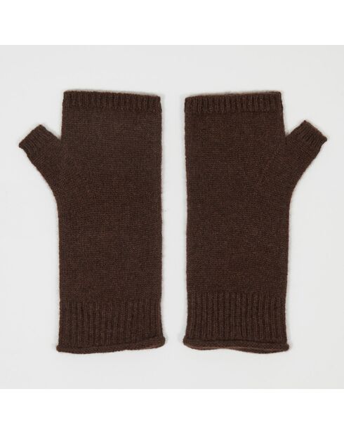 Mitaines 100% Cachemire poignets en côtes Mindy brownie