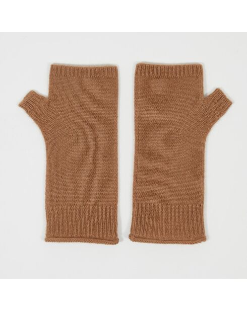 Mitaines 100% Cachemire poignets en côtes Mindy mocha