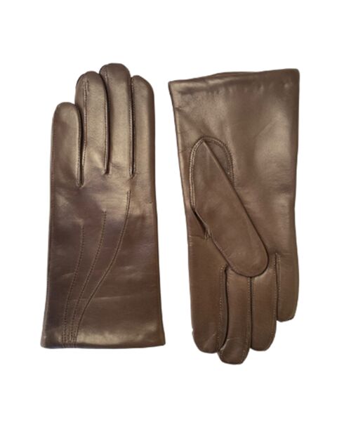 Gants en Cuir d'Agneau Waves taupe foncé