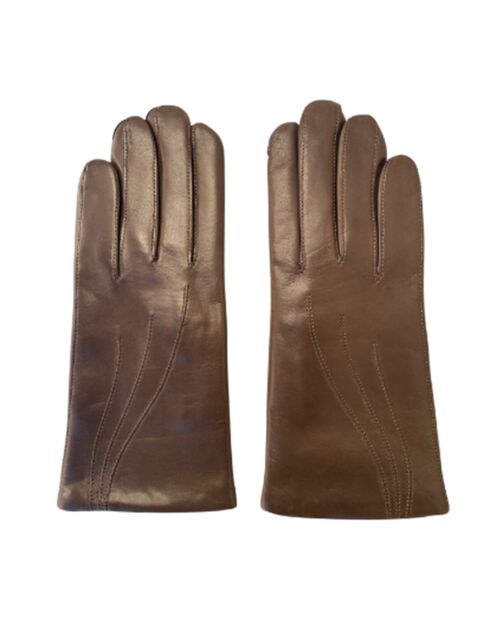 Gants en Cuir d'Agneau Waves taupe foncé