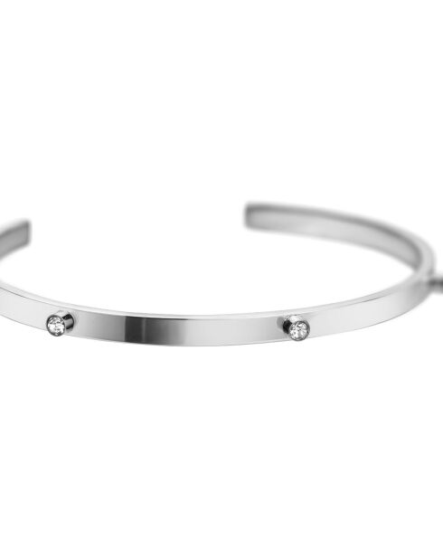 Bracelet Bomba en Acier & Cristal argenté