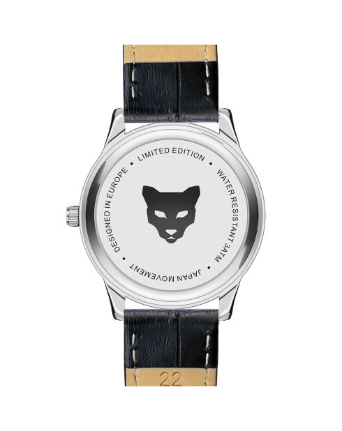 Montre Homme Lyon en Cuir effet croco noire