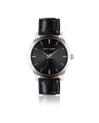 Montre Homme Lyon en Cuir effet croco noire