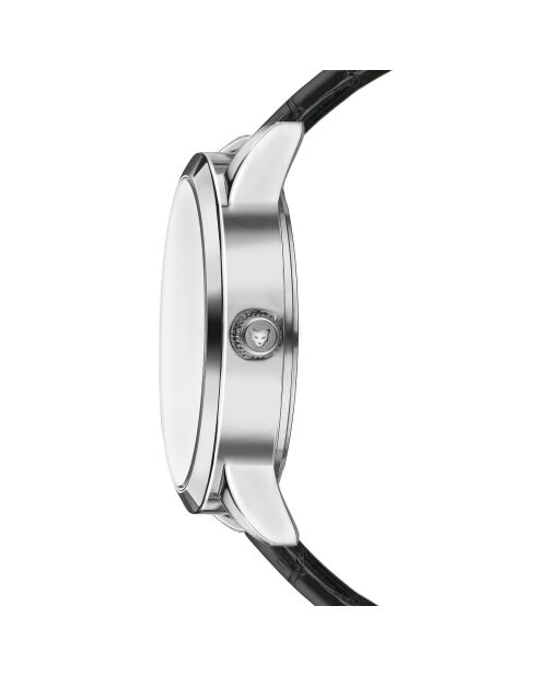 Montre Homme Lyon en Cuir effet croco noire