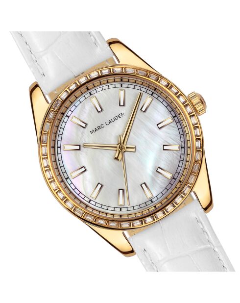 Montre Femme Tirana en Cuir effet croco blanche