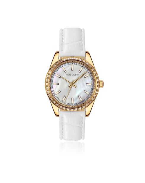 Montre Femme Tirana en Cuir effet croco blanche