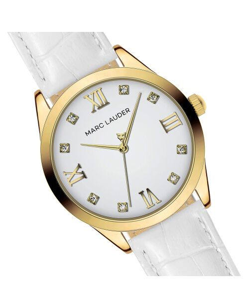 Montre Femme Porto en Cuir effet croco blanche