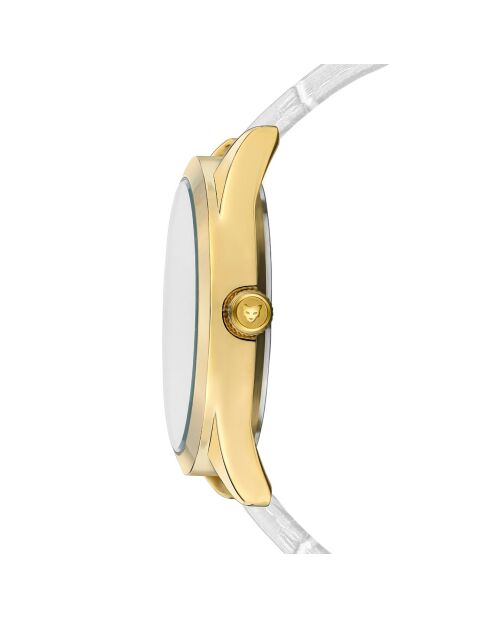 Montre Femme Porto en Cuir effet croco blanche
