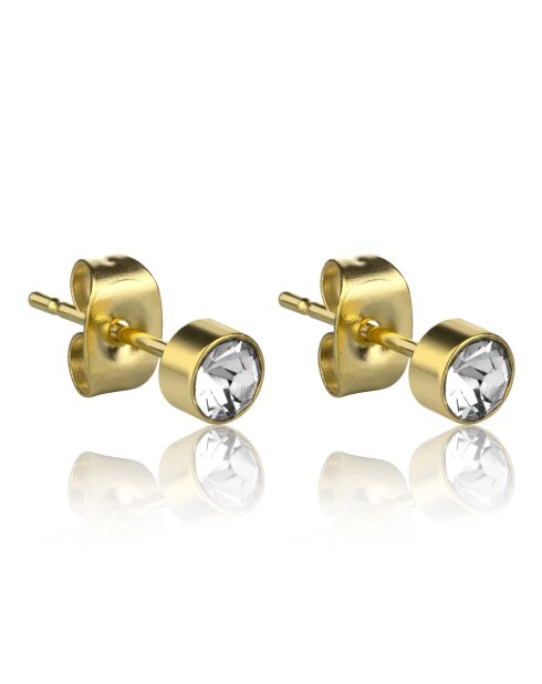 Boucles d'oreilles Frozinone en Acier & Cristal dorées