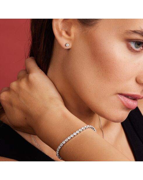 Boucles d'oreilles Frozinone en Acier & Cristal argentées