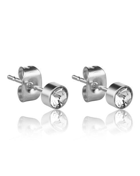 Boucles d'oreilles Frozinone en Acier & Cristal argentées