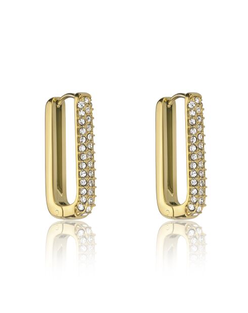 Boucles d'oreilles Soriano en Acier & Cristal dorées