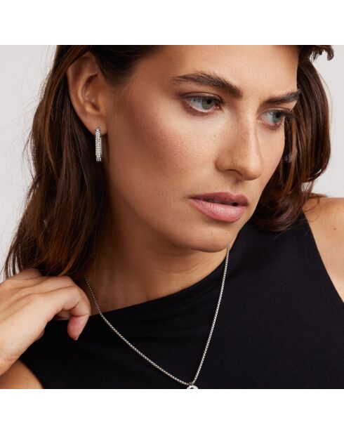 Boucles d'oreilles Soriano en Acier & Cristal argentées