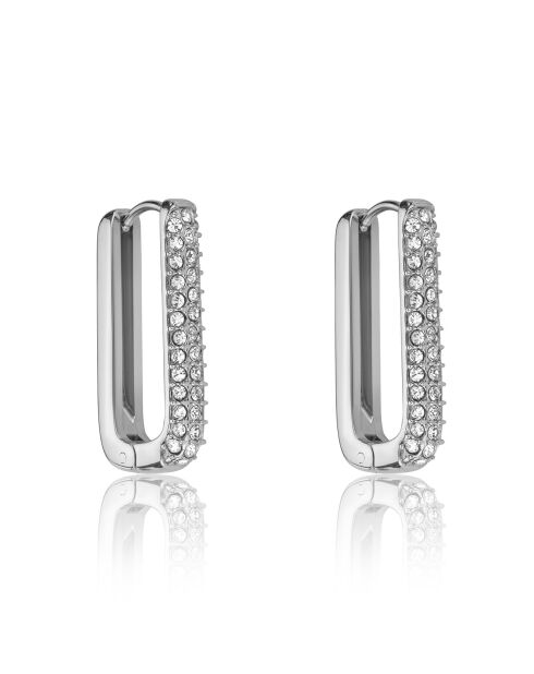 Boucles d'oreilles Soriano en Acier & Cristal argentées
