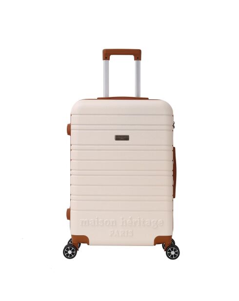 Maleta Medium Stay con 4 ruedas dobles Madeleine 65 cm, color crema