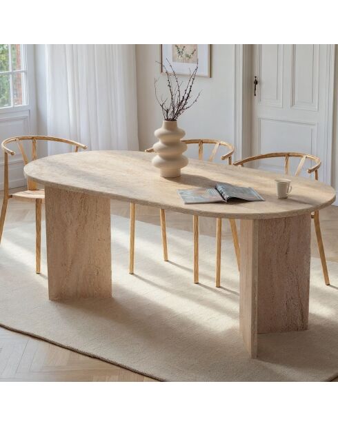 Table à manger Sablin travertin - 180x75x89.5 cm