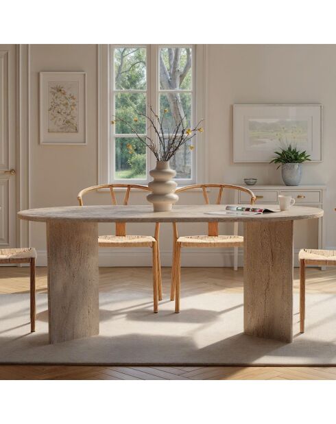 Table à manger Sablin travertin - 180x75x89.5 cm