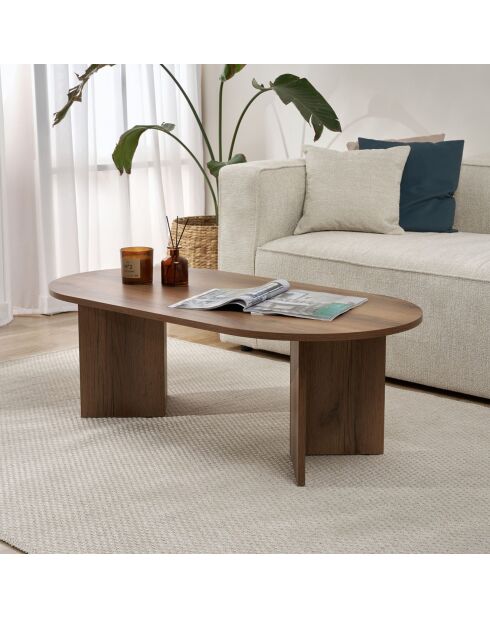 Salontafel in notenhout en zand - 119x40x60 cm