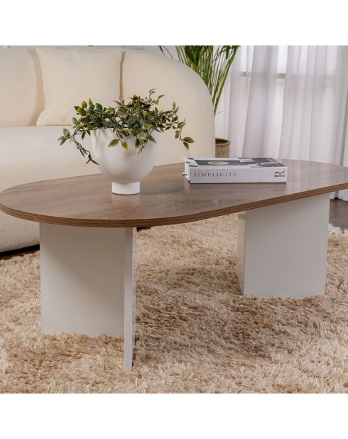 Table basse Sable noyer/blanc - 119x40x60 cm