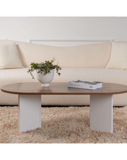 Table basse Sable noyer/blanc - 119x40x60 cm