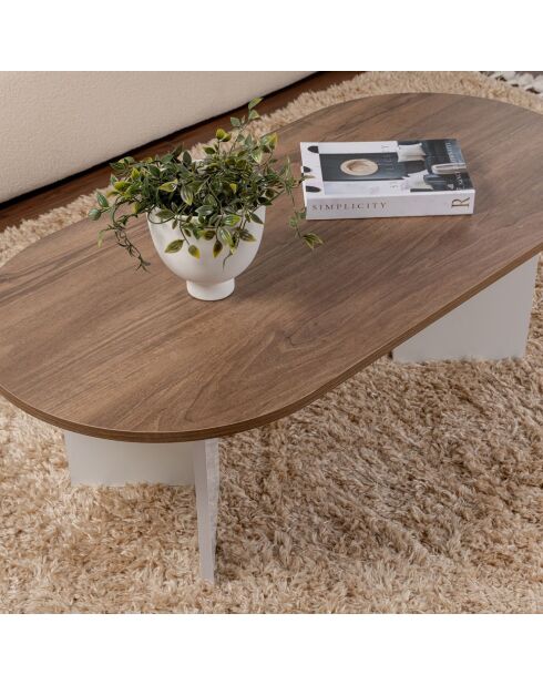 Table basse Sable noyer/blanc - 119x40x60 cm