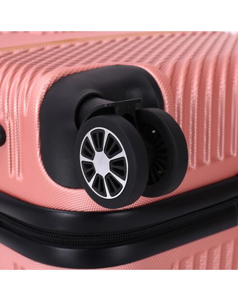 Valise Cabine 4 roues doubles Opéra 55 cm rose doré