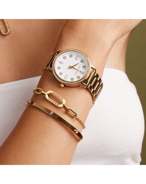 Bracelet Bomba en Acier & Cristal doré