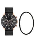 Set Montre & Bracelet Homme Milan en Acier noir
