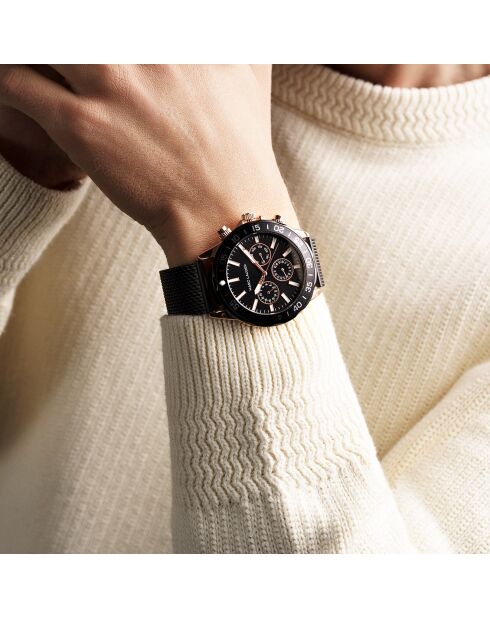 Set Montre & Bracelet Homme Milan en Acier noir