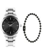 Set Montre & Bracelet Homme Lyon en Acier argenté/noir
