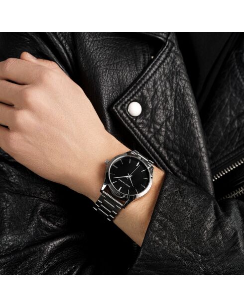 Set Montre & Bracelet Homme Lyon en Acier argenté/noir