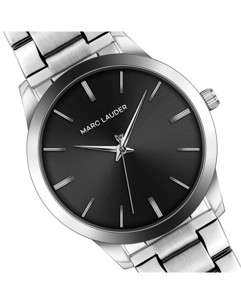 Set Montre & Bracelet Homme Lyon en Acier argenté/noir