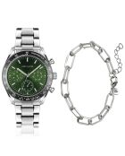 Set Montre & Bracelet Homme Lisbon en Acier argenté