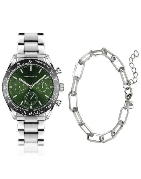 Set Montre & Bracelet Homme Lisbon en Acier argenté