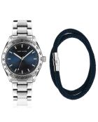 Set Montre & Bracelet Homme Helsinki en Acier argenté/noir