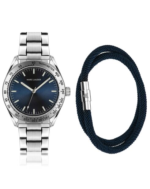 Set Montre & Bracelet Homme Helsinki en Acier argenté/noir