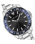 Set Montre & Bracelet Homme Barcelona en Acier argenté/noir
