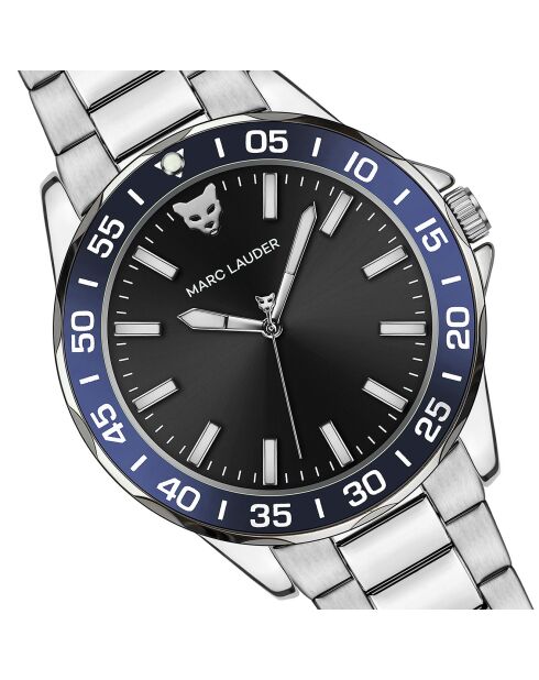 Set Montre & Bracelet Homme Barcelona en Acier argenté/noir