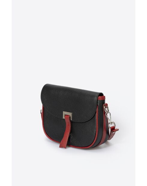 Bela Schultertasche aus Leder schwarz/rot - 20x7x16 cm