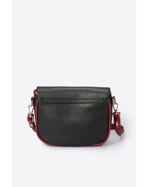 Bela Schultertasche aus Leder schwarz/rot - 20x7x16 cm