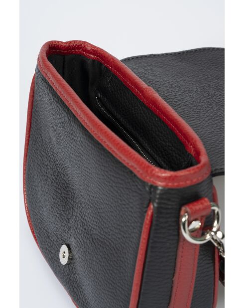 Bela Schultertasche aus Leder schwarz/rot - 20x7x16 cm
