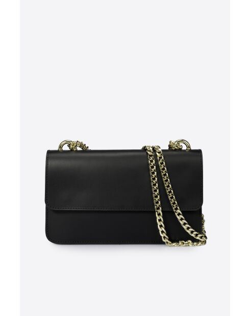 Schwarze Tess Schultertasche aus Leder - 25x5x15 cm
