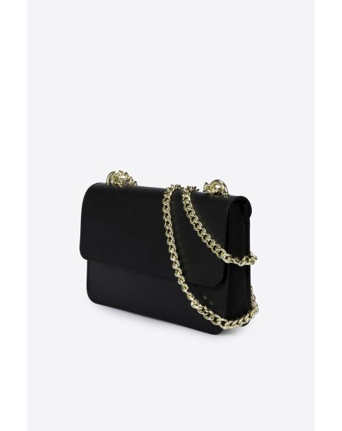 Schwarze Tess Schultertasche aus Leder - 25x5x15 cm