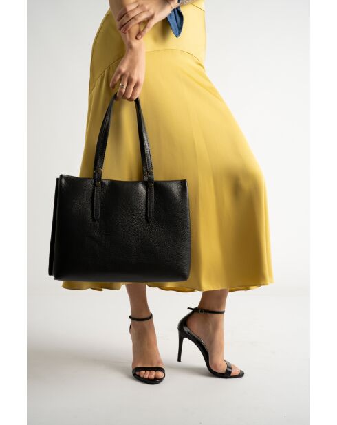 Borsa a tracolla Bianca in pelle nera - 30x11x23 cm