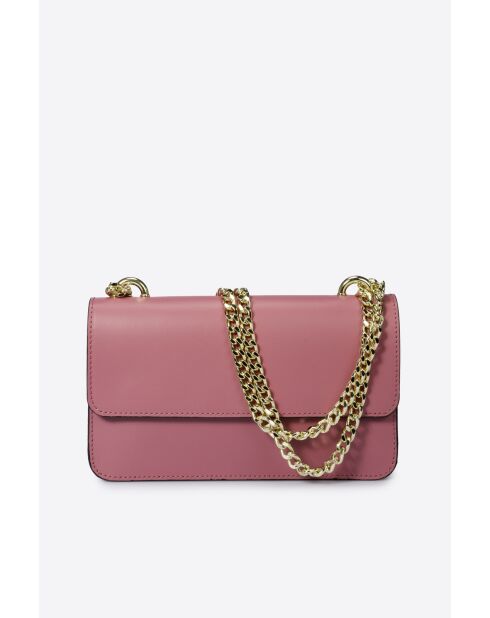 Schultertasche Tess aus Leder in Rosa, 25 x 5 x 15 cm