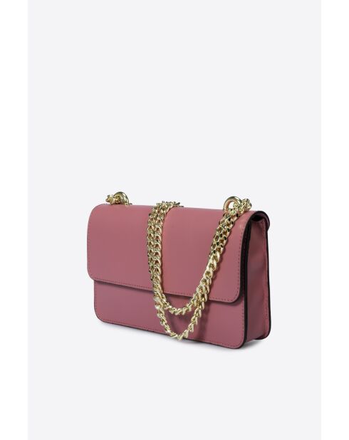 Schultertasche Tess aus Leder in Rosa, 25 x 5 x 15 cm