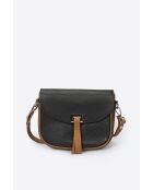 Borsa a tracolla Bela in pelle nera/cognac - 20x7x16 cm