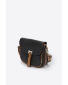 Borsa a tracolla Bela in pelle nera/cognac - 20x7x16 cm