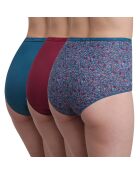 3 Culottes en Coton Bio rouge carmin/bleu/vert